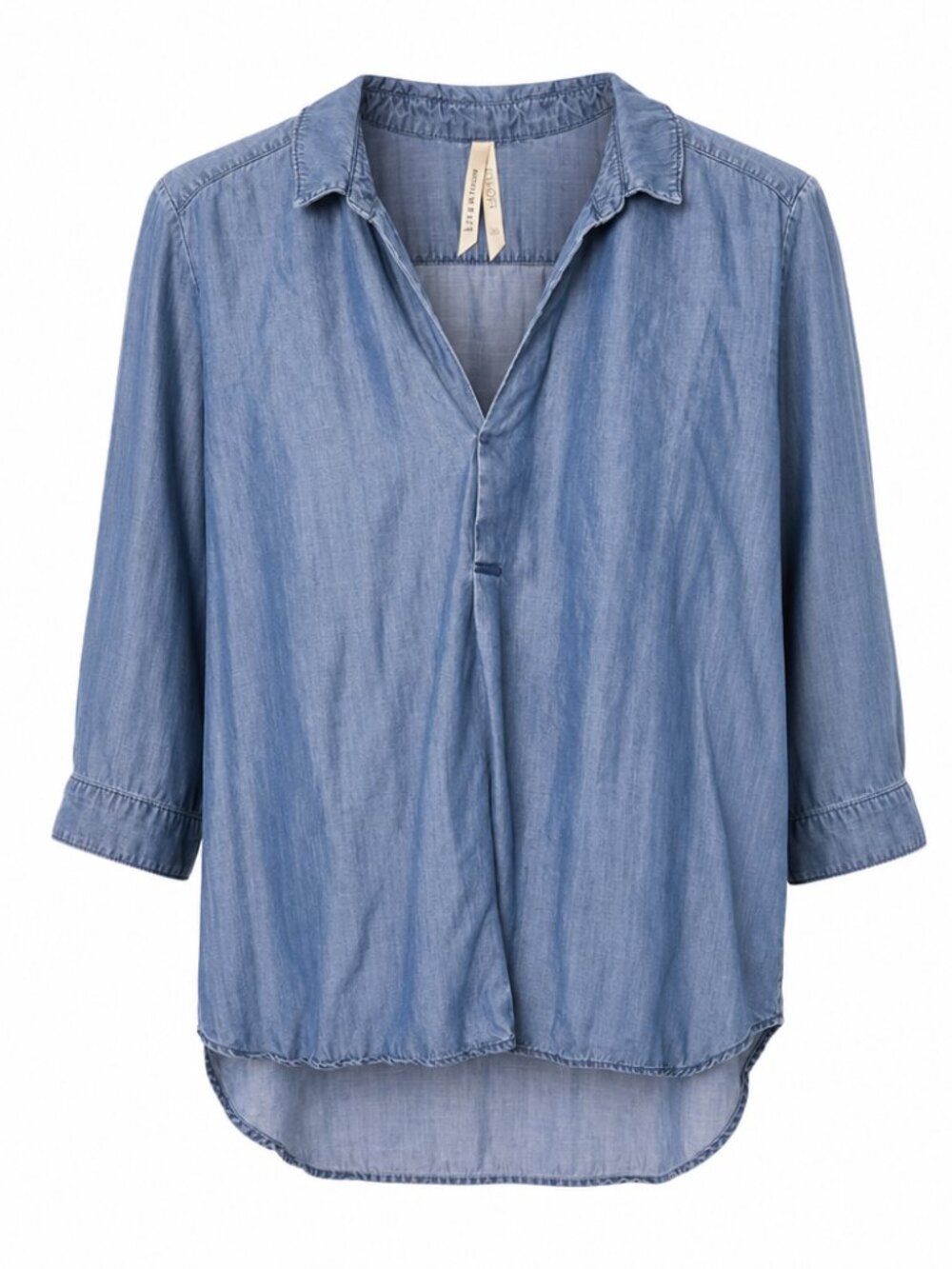 Liverpool XL Chambray Popover Collared Blouse Office Casual Blue
